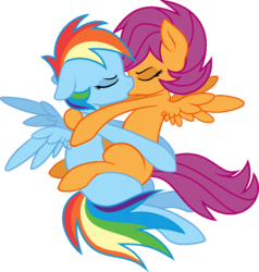 Size: 872x917 | Tagged: safe, artist:archerinblue, artist:lullabyprince, rainbow dash, scootaloo, pegasus, pony, g4, alternate hairstyle, base used, blank flank, cute, duo, eyes closed, female, kiss on the lips, kissing, lesbian, making out, older, ship:scootadash, shipping, simple background, sitting on lap, transparent background