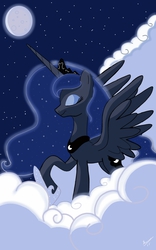 Size: 800x1280 | Tagged: safe, artist:theroyalprincesses, princess luna, g4, cloud, cloudy, eyes closed, female, moon, solo