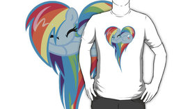 Size: 556x350 | Tagged: safe, artist:bamboodog, rainbow dash, g4, clothes, female, heart, heart pony, merchandise, redbubble, solo, t-shirt