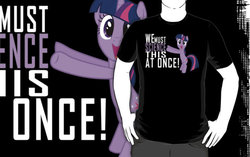 Size: 556x350 | Tagged: safe, artist:northerndash, twilight sparkle, g4, clothes, female, merchandise, redbubble, science, solo, t-shirt, text