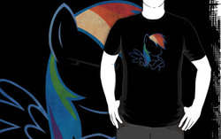 Size: 556x350 | Tagged: safe, artist:lcpsycho, rainbow dash, g4, clothes, female, merchandise, redbubble, solo, t-shirt