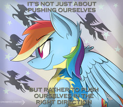 Size: 1024x887 | Tagged: safe, artist:dangercloseart, rainbow dash, g4, female, motivational, profile, solo, wonderbolt trainee uniform, wonderbolts