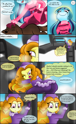 Size: 1024x1666 | Tagged: safe, artist:queentigrel, adagio dazzle, sonata dusk, human, wolf, equestria girls, g4, a dazzling winter, adagio dat-azzle, ass, butt, clothes, coat, comic, gloves, hat, leggings, pants, psychonata dusk, running makeup, snow, winter, winter outfit