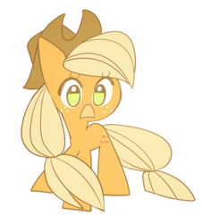 Size: 500x554 | Tagged: safe, artist:memoneo, applejack, earth pony, pony, g4, d:, female, simple background, solo, transparent background