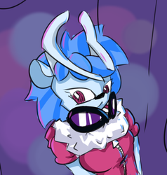 Size: 1015x1067 | Tagged: artist needed, source needed, safe, dj pon-3, vinyl scratch, deer, anthro, g4, antlers, female, sketch, solo, species swap