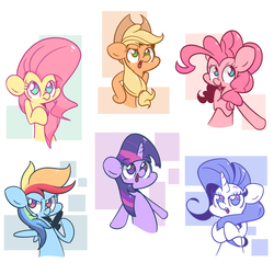 Size: 1280x1280 | Tagged: safe, artist:turtlefarminguy, applejack, fluttershy, pinkie pie, rainbow dash, rarity, twilight sparkle, g4, mane six