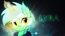 Size: 1920x1080 | Tagged: safe, artist:andrewstillnight, artist:dj-applej-sound, lyra heartstrings, fanfic:background pony, g4, clothes, dig the swell hoodie, glowing, hoodie, magic, space, vector, wallpaper