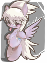 Size: 600x800 | Tagged: safe, artist:fr3, cloudchaser, g4, belly button, female, pixiv, solo, tongue out