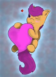 Size: 1601x2200 | Tagged: safe, artist:thatpaperhat, scootaloo, pony, g4, female, heart, solo