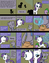 Size: 1836x2376 | Tagged: safe, artist:imadrawings, artist:kianamai, rarity, spike, oc, oc:roxy, diamond dog, comic:a dog named roxy, g4, colored, comic, engrish, female, female diamond dog, generosity