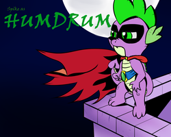 Size: 1024x819 | Tagged: safe, artist:chrisgotjar, spike, g4, power ponies (episode), humdrum costume, male, power ponies, solo