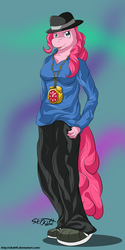 Size: 800x1599 | Tagged: safe, artist:sikdrift, pinkie pie, earth pony, anthro, g4, testing testing 1-2-3, female, rapper, rapper pie, solo