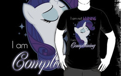 Size: 556x350 | Tagged: safe, artist:anjila, rarity, g4, clothes, female, merchandise, redbubble, solo, t-shirt, text