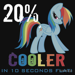 Size: 550x550 | Tagged: safe, artist:kidomaga, rainbow dash, g4, 10 seconds flat, 20% cooler, clothes, female, merchandise, redbubble, shirt, solo, text