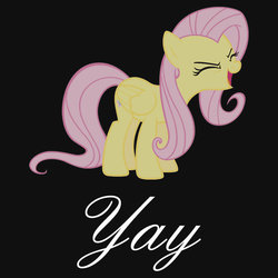 Size: 550x550 | Tagged: safe, artist:fluttershy1, fluttershy, g4, female, flutteryay, merchandise, redbubble, shirt, solo, sticker, text, yay