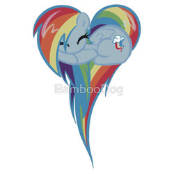 Size: 550x550 | Tagged: safe, artist:bamboodog, rainbow dash, g4, clothes, female, heart, heart pony, iphone case, merchandise, redbubble, solo, sticker, t-shirt, watermark