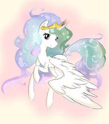 Size: 438x495 | Tagged: safe, artist:xsidera, princess celestia, g4, female, flying, smiling, solo