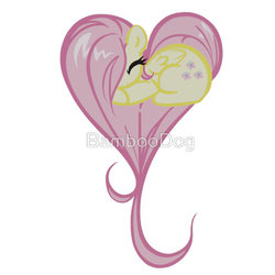 Size: 550x550 | Tagged: safe, artist:bamboodog, fluttershy, g4, clothes, female, heart, heart pony, iphone case, merchandise, redbubble, shirt, solo, sticker, watermark