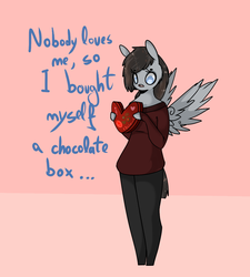 Size: 1169x1300 | Tagged: safe, artist:blah-blah-turner, oc, oc only, oc:cristice, anthro, ambiguous facial structure, lonely, solo, valentine