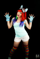 Size: 3648x5472 | Tagged: safe, artist:tendercosplay, rainbow dash, human, g4, clothes, cosplay, irl, irl human, photo, rainbow socks, socks, striped socks