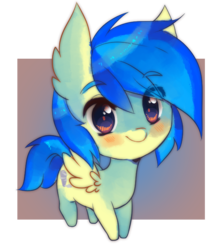 Size: 605x690 | Tagged: safe, artist:pekou, oc, oc only, oc:silvia windmane, pegasus, pony, 2015, blushing, chibi, ear fluff, solo