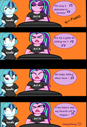 Size: 1024x1488 | Tagged: safe, artist:fannydianny, aria blaze, sonata dusk, equestria girls, g4, comic, musical instrument, piano, song