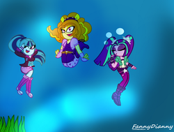 Size: 938x708 | Tagged: safe, artist:fannydianny, adagio dazzle, aria blaze, sonata dusk, equestria girls, g4, the dazzlings, underwater