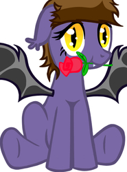 Size: 488x658 | Tagged: safe, artist:armageddin, artist:softybases, oc, oc only, oc:crimson moon, bat pony, pony, cute, flower, solo