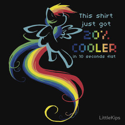 Size: 550x550 | Tagged: safe, artist:bamboodog, artist:littlekips, rainbow dash, g4, 10 seconds flat, 20% cooler, art theft, clothes, female, iphone, merchandise, redbubble, shirt, solo, text