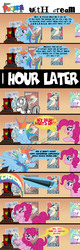 Size: 732x2300 | Tagged: safe, artist:jamescorck, pinkie pie, rainbow dash, fanfic:cupcakes, g4, artifact, censored, censored vulgarity, comic, computer, implied grimdark, the human centipede