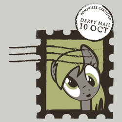 Size: 550x550 | Tagged: safe, artist:dfragrance, derpy hooves, g4, clothes, female, merchandise, ponyville, redbubble, shirt, solo, stamp, sticker, text