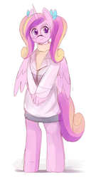 Size: 600x1110 | Tagged: safe, artist:ende26, princess cadance, anthro, unguligrade anthro, ask high school cadance, g4, ambiguous facial structure, bipedal, female, glasses, solo