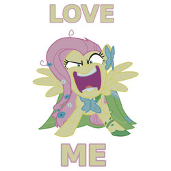 Size: 550x550 | Tagged: safe, fluttershy, g4, the best night ever, clothes, dress, female, flutterrage, gala dress, merchandise, redbubble, shirt, solo, sticker, you're going to love me