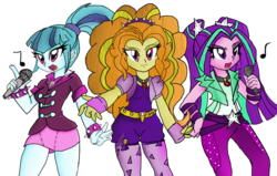 Size: 1024x651 | Tagged: safe, artist:karmenliinak231, adagio dazzle, aria blaze, sonata dusk, equestria girls, g4, simple background, singing, the dazzlings, transparent background