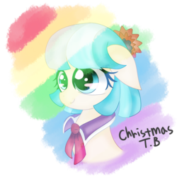 Size: 1280x1280 | Tagged: safe, artist:korchristmas, coco pommel, g4, cute, female, rainbow, simple background, solo, transparent background