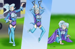 Size: 3346x2183 | Tagged: safe, artist:phallen1, artist:shoxxe, trixie, human, g4, air ponyville, colored, fear, high res, humanized, light skin, parachute, plane, scared, skydiving