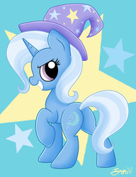 Size: 1006x1312 | Tagged: safe, artist:applefritta, trixie, pony, unicorn, g4, butt, chibi, female, grin, mare, plot, smiling, solo, trixie's hat