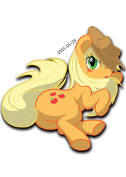 Size: 2480x3508 | Tagged: safe, artist:newcutiemark, applejack, earth pony, pony, g4, female, high res, lying down, mare, simple background, solo, white background