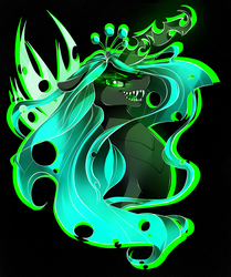 Size: 3040x3640 | Tagged: safe, artist:invidiata, queen chrysalis, changeling, changeling queen, g4, crown, female, high res, jewelry, regalia, sharp teeth, solo