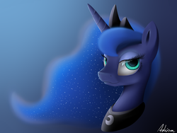 Size: 1600x1200 | Tagged: safe, artist:luminousdazzle, princess luna, alicorn, pony, g4, bust, ethereal mane, female, looking at you, portrait, solo, starry mane