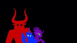 Size: 2030x1142 | Tagged: safe, artist:fiona brown, king sombra, lord tirek, nightmare moon, g4, silhouette, wallpaper