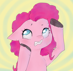 Size: 1024x996 | Tagged: safe, artist:oouichi, pinkie pie, g4, dramatic, dramatic pose, female, freak out, hooves, solo