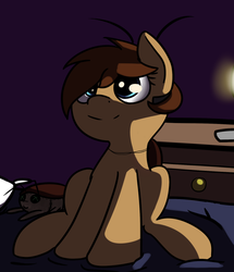 Size: 708x825 | Tagged: safe, artist:neuro, oc, oc only, oc:roachpony, fallout equestria, bed, female, filly, plushie