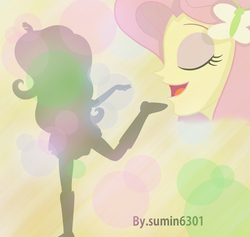 Size: 1303x1237 | Tagged: safe, artist:sumin6301, fluttershy, equestria girls, g4, boots, female, high heel boots, raised leg, solo