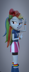 Size: 400x1000 | Tagged: safe, artist:3d thread, artist:creatorofpony, rainbow dash, equestria girls, g4, 3d, 3d model, blender, boots, clothes, compression shorts, female, rainbow socks, shirt, skirt, socks, solo, striped socks, wristband