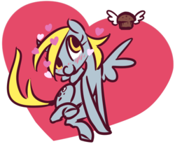 Size: 500x411 | Tagged: safe, artist:inlucidreverie, derpy hooves, pegasus, pony, g4, food, heart, muffin, simple background, sketch, that pony sure does love muffins, transparent background