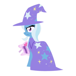 Size: 1280x1280 | Tagged: safe, artist:zvn, trixie, pony, unicorn, g4, female, mare, present, scrunchy face, simple background, solo, transparent background