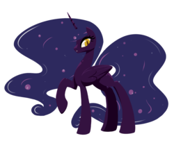 Size: 1280x1053 | Tagged: safe, artist:inlucidreverie, oc, oc only, oc:lacunae, alicorn, pony, fallout equestria, fallout equestria: project horizons, alicorn oc, artificial alicorn, female, hooves, horn, lineless, mare, purple alicorn (fo:e), raised hoof, simple background, solo, transparent background, wings