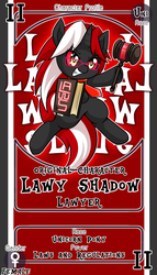 Size: 800x1399 | Tagged: safe, artist:vavacung, oc, oc only, oc:lawyshadow, pony, unicorn, card, female, hammer, mare, pactio card, solo