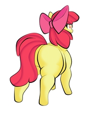 Size: 1188x1487 | Tagged: safe, artist:mad'n evil, apple bloom, earth pony, pony, g4, butt, chubby, chubby bloom, female, filly, plot, simple background, solo, white background